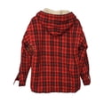thumbnail image 2 of Red/Black Hoodies Lumberjack Sherpa Wool Fabric Lined Tartan, 2 of 6