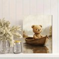 thumbnail image 2 of Qisvanset Framed Canvas Wall Art 12x16 Inch Earth Tone Teddy Bear Sailboat Nursery Wall Art, 2 of 5