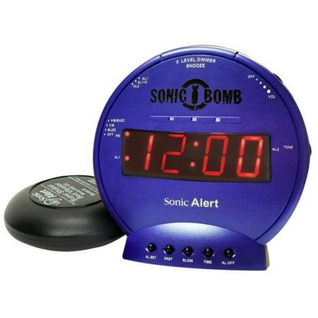 Sonic Alert SA-SBB500SS-B Sonic Bomb Vibrating Alarm Clock - (Best Vibrating Alarm Clock For Deaf)