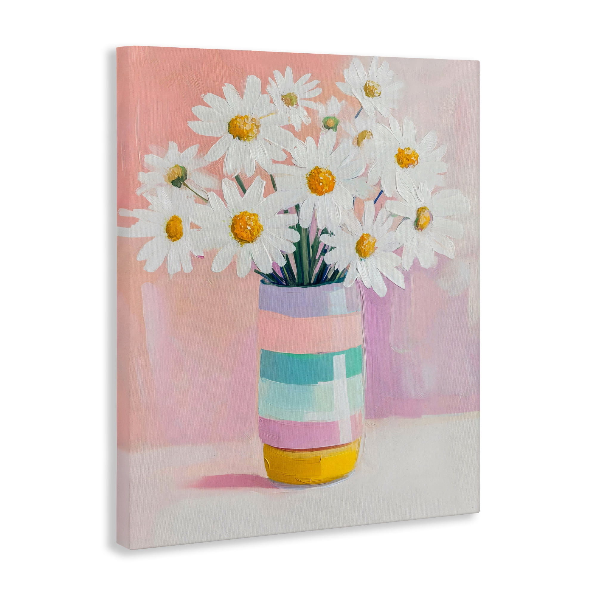 Stupell Industries Daisies in Striped Vase Canvas Wall Art, design by The Prints Vibe