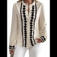 thumbnail image 1 of Blusas de Trabajo para Mujer, con Botones, Larga, Cuello en V, Encaje, Informales, Abotonadas, Camisas de Moda de Otoño. Beige L, 1 of 7