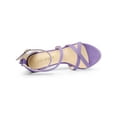 thumbnail image 4 of BLISSFUL STEP Women's Shoes Strappy Stiletto Heels Platform Ankle Strap Open Toe Faux Suede Sandals Purple 10, 4 of 7