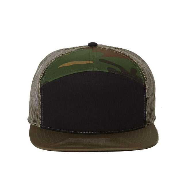 Richardson Seven-Panel Trucker Cap, One Size, BlackCamoLoden