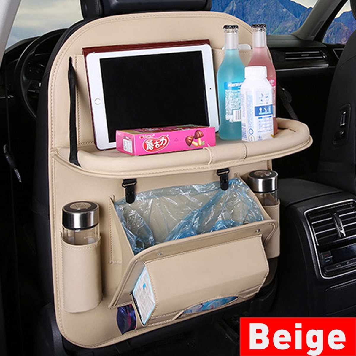 MultiPocket Car Back Seat Tidy Organiser PU Leather Storage Holder