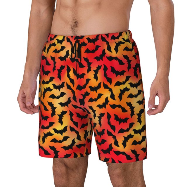 Balery Flying Black Bat Bañador para hombre, shorts de playa de secado rápido con entrepierna y forro de compresión-X-Large