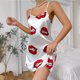 thumbnail image 1 of Camisones de seda satinada de imitación para mujer, ropa de dormir con estampado, vestido de noche con tirantes, lencería Sexy, ropa de casa, bata para el hogar, 1 of 5
