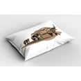 thumbnail image 2 of Animal Pillow Sham Set of 2, Exotic Animals Savannah Graphic Image Animals in Habitat Modern Wildlife Print, Quality Microfiber Bedding Item for All Seasons, 26" x 20", White and Brown, by Ambesonne, 2 of 3