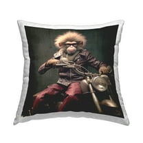 Stupell Industries Biker Monkey Portrait Decorative Printed Throw Pillow, 18 x 18