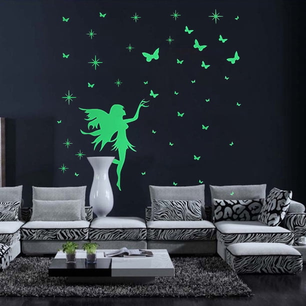 Pegatinas, etiquetas, pegatinas de pared, pegatinas para ventanas, decoraciones de pared. Pegatina de pared de vinilo extraíble luminosa para niña.