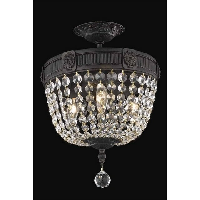 Elegant Lighting Esperanza 12" 3 Light Elements Crystal Flush Mount