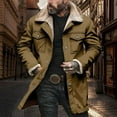 thumbnail image 4 of Atogsazn Mens Sherpa Lined Trench Coat Casual Fleece Ling Sleeve Button Jacket Winter Thick Warm Tops Khaki L Fashion, 4 of 8