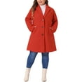 thumbnail image 3 of Agnes Orinda Women's Plus Size Coat Notched Lapel Single Breasted Long Winter Outerwear Coats with Pockets 3X Red, 3 of 7