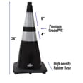 thumbnail image 2 of (Set of 16)28" RK Black Safety Traffic PVC Cones, Black Base with Two Reflective Collar, 2 of 4