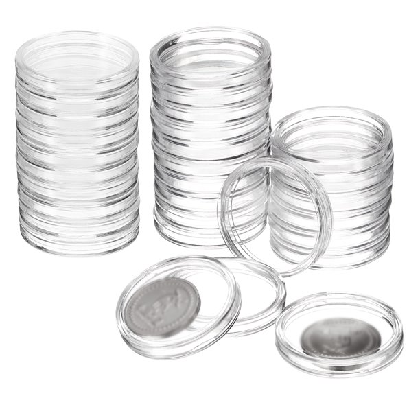 Soportes para monedas de dólar Uxcell, cápsulas de monedas de plástico, suministros para colección de monedas, contenedor transparente de 30 mm