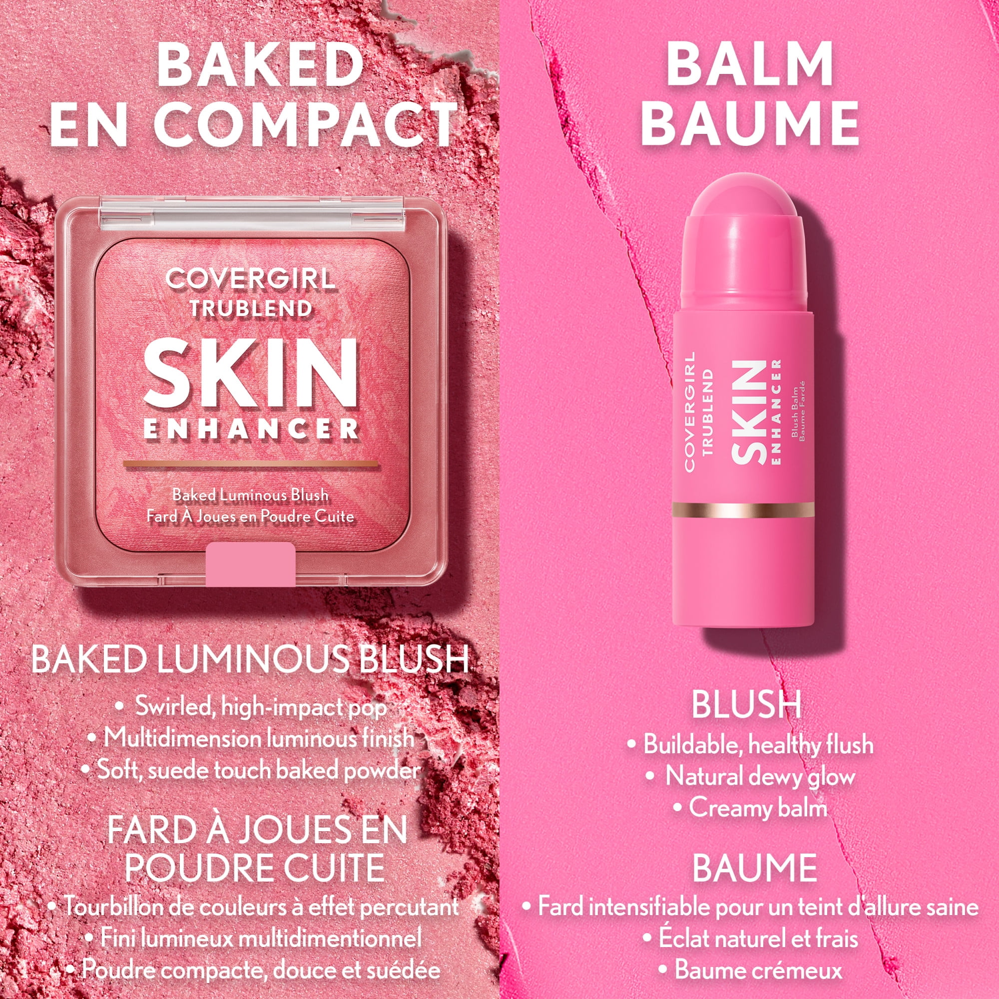 COVERGIRL TruBlend Skin Enhancer Baked Luminous Blush, fini lumineux, à l'acide hyaluronique et à l'extrait de rose blanche, se fond parfaitement, estompe les pores, 8 g (0,28 oz)
