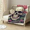 thumbnail image 2 of ARISTURING Gothic Skull with Flowers Throw Blanket Soft Lightweight Warm Cozy Plush Blanket for Couch Bed Sofa, 2 of 6