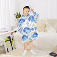 thumbnail image 6 of Wearable Blanket with Sleeves and Pocket Oversized Hooded Sweatshirt 3-14 YR Watercolor Blue Fish S, 6 of 7