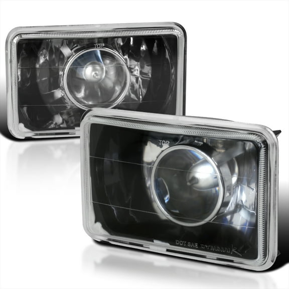 Spec-D Tuning Black Housing Clear lens Projector Headlights Compatible with Car Equipped with 4"x6" Headlights., Left   Right Pair Headlamps Assembly