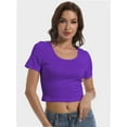 thumbnail image 5 of Women's Scoop Neck Short Sleeve Crop Tops Slim Fit T-Shirts, 5 of 6