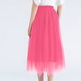 thumbnail image 4 of Womens Midi Tulle Skirts Mesh Party Long Elastic High Waist A-Line Pleated Flowy Tutu Skirts Hot Pink S, 4 of 4