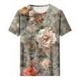 thumbnail image 4 of Quinlirra Womens Printed Tshirts under $10 Summer Plus Size Short Sleeve Relaxed Fit Tee Shirts Tops, 4 of 5