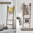 thumbnail image 5 of Blanket Ladder for Living Room, 5-Tier Wooden Ladder Shelf, Rustic Decorative Blanket Rack for Blankets, Quilts, Farmhouse Decor Ladder Shelf for Bedroom Bathroom Home Christmas Decor, Brown, 5 of 8