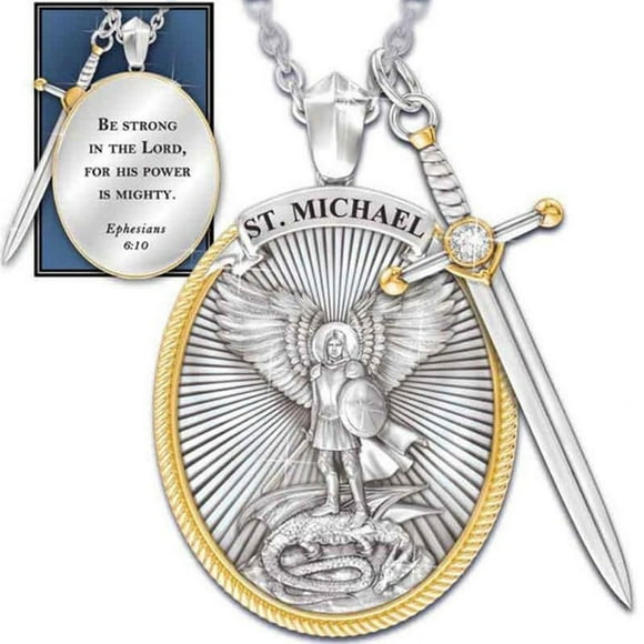 AMERTEER Catholic Patron Saint Pendant Michael St. Michael The Archangel Pendant Necklace