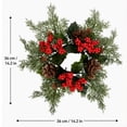 thumbnail image 3 of Aurorax Christmas Candle Ring Wreath,Christmas Candle Holders with Pines Branches Red Berries Rustic 14" Christmas Decorations Indoor for Table Centerpiece, 3 of 7