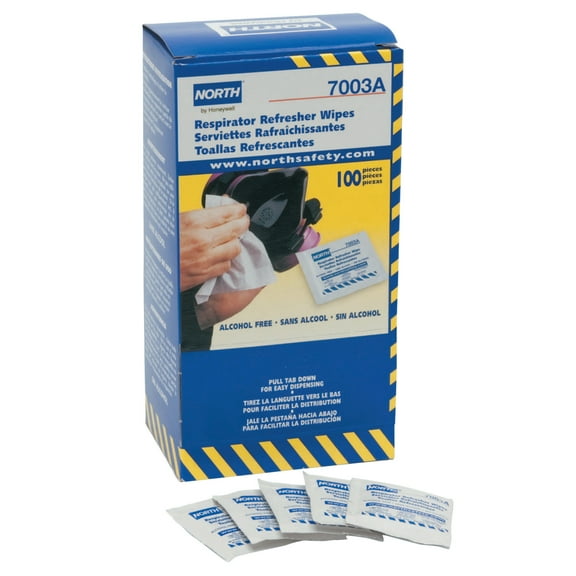 North by Honeywell Respirator Refresher Wipe Pads, 9 3/4 in x 4 1/2 in, White