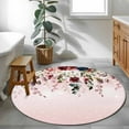 thumbnail image 4 of Valentine's Day Washable Round Area Rug 4 ft, Watercolors Red Blue Rose Leaves Pink Ombre, Soft Non Slip Rugs Stain Repellent Indoor Felt Carpet for Living Dining Room Bedroom Home Office, 4 of 9