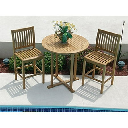 Royal Teak Round Patio Bar Height Bistro Set