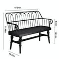 thumbnail image 3 of HLR Farmhouse Entryway Bench, Spindle Back Support Wood Dining Benches for Living Room, Mudroom, Black, 3 of 9