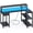 Black, variant on Amadwell 47 Inch L Shaped Desk with LED Strip, Corner Gaming Desk with Power Outlet, Drawer & Shelves