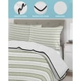 thumbnail image 4 of Quilts Twin Size, Boho Sage Green Stripe Soft Comforter Bedding Set for Bed, Abstract Geometric White Minimalist Lightweight Quilted Bedspread with Pillow Cover(2 Pieces) for All Season, 68x86 Inch, 4 of 6