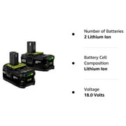 RYOBI ONE+ 18V 4.0 Ah Power Tool Battery, 2 Pack