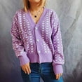 thumbnail image 2 of jsaierl Women's Button Down V Neck Crop Tops Heart Print Knit Cardigan Sweater Outwear, 2 of 5