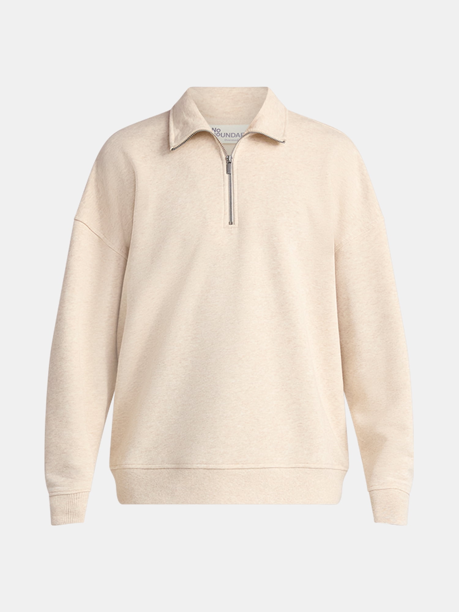 No Boundaries Oversized Quarter Zip Pullover with Long Sleeves, Men's & Big Men's