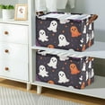thumbnail image 2 of Yayeee Foldable Storage Basket for Shelves with Handles Set of 2 Waterproof Cloth Bins, White Halloween Ghosts, 2 of 7