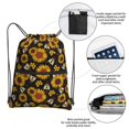 thumbnail image 3 of Fuzoiu Sunflowers And Bww Print Drawstring Backpack Water Resistant String Bag Sports Sackpack Gym Sack for Men Women, 3 of 6