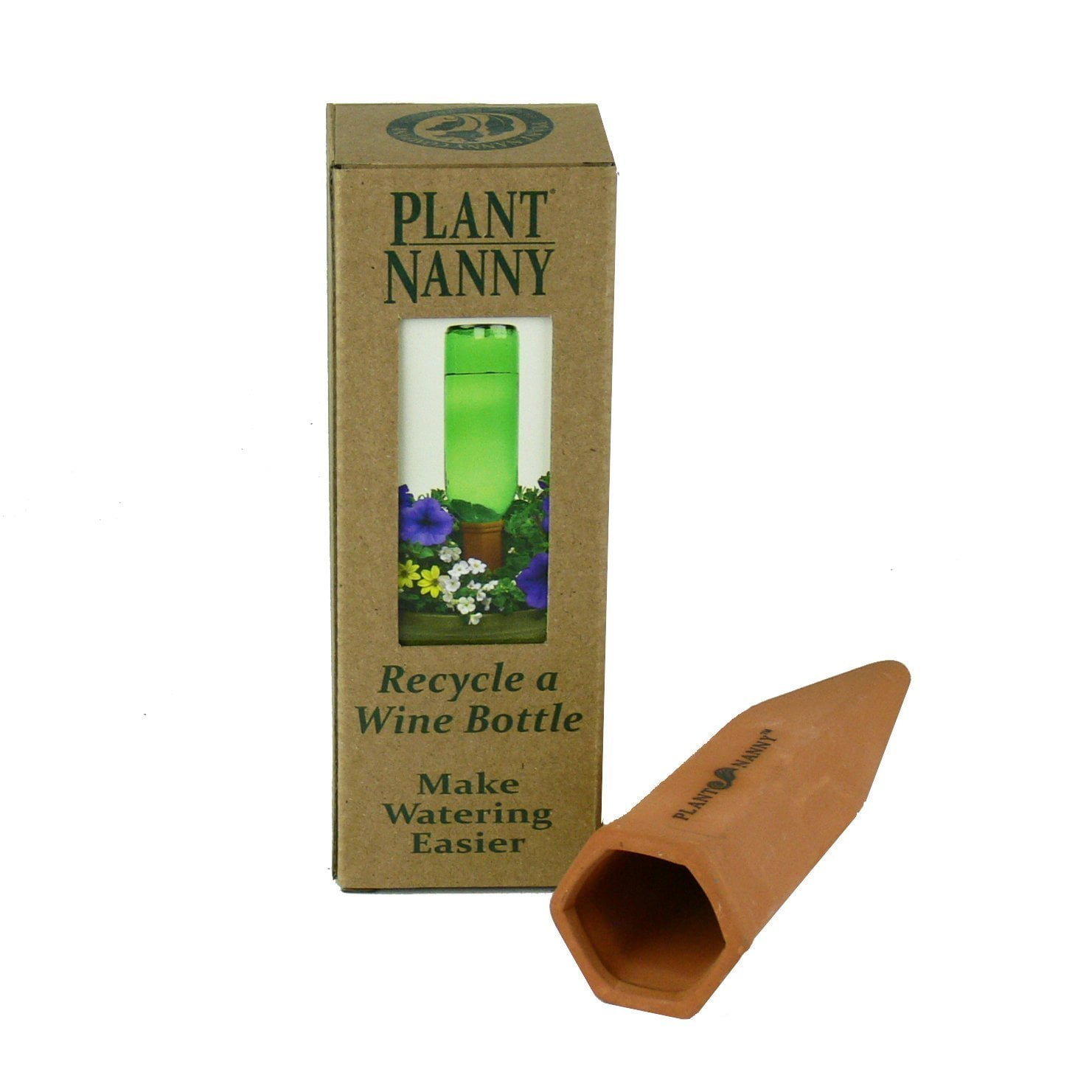 Plant Nanny Wine Bottle Stake Moisture Release, Brown