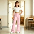 thumbnail image 4 of SGMVNU Girl's Flare Leg School Uniforms Dress Pants High Waist Casual Trousers with Pockets Girls Fashion, Size 15-16 Years, qp1-Light Pink, 4 of 7