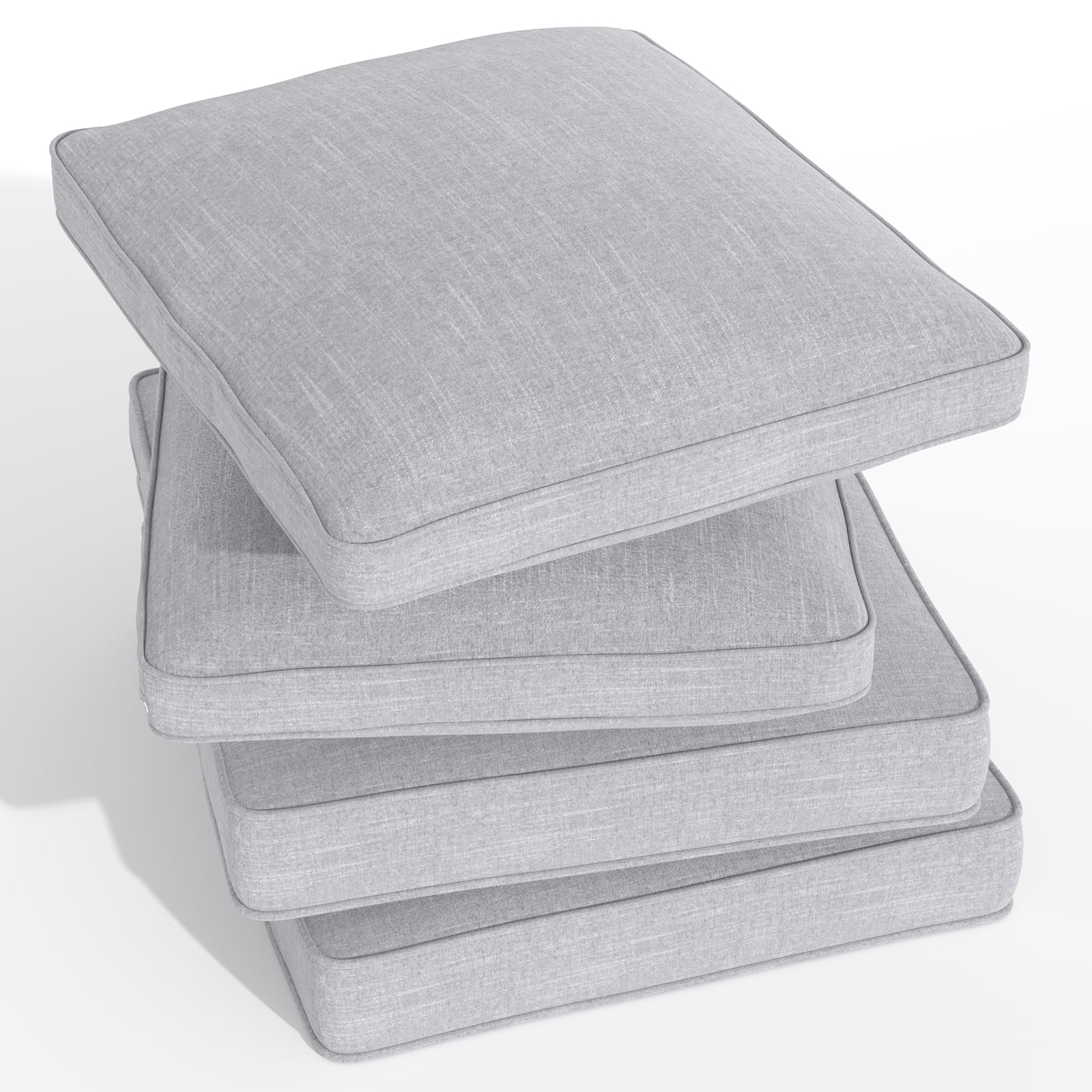 Yeahumalia 2 Packs Outdoor Patio Chair Deep Seat Cushions 23'' x 24'' with Removable Cover, Water and Fade Resistant, Light Grey