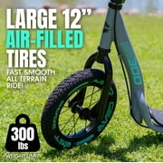 Large Kick Scooter for Adults & Teens – 12 Spoked Air Tires, 300lbs, Tall Bars, Wide Deck, Kickstand – Madd Gear Metro Urban Glide 300