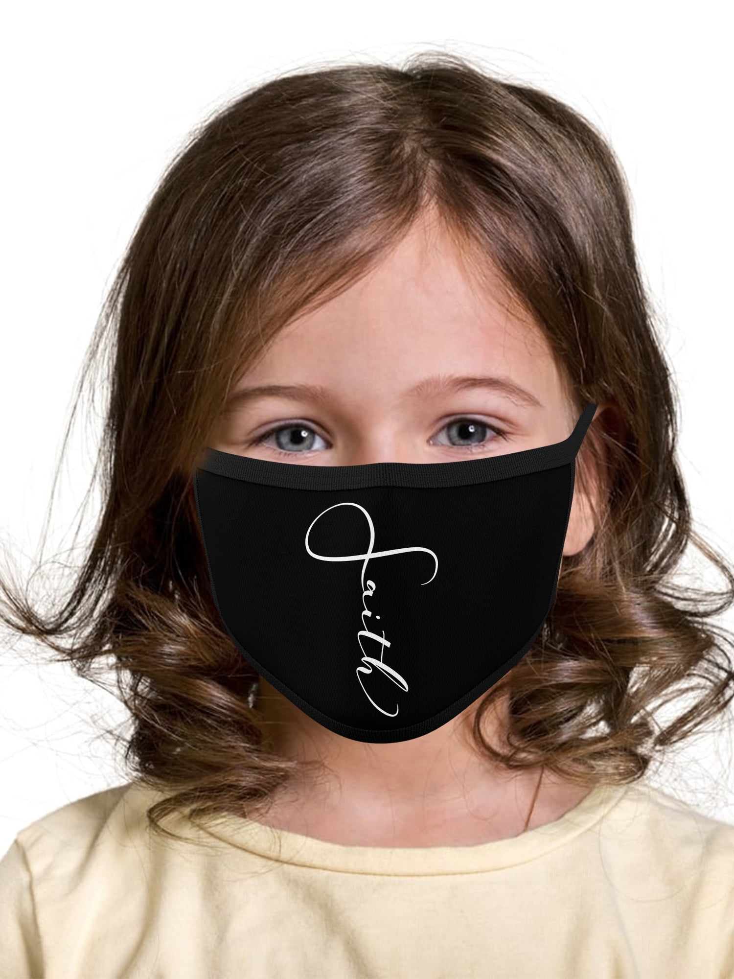 Faith Face Mask Children Face Mask Kids Reusable Face Masks Washable 2 Layered Face Mask for Kids Kawaii Face Mask for Girls Boys Church Face Mask Ages 4 to 10