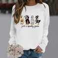 thumbnail image 4 of Halloween Sweatshirts for Women Funny Witch Hat Pumpkin Face Print Long Sleeve Shirts Fall Winter Casual Crew Neck Loose Blouses, 4 of 5