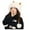 White, variant on Youth Ear Knit Hat 3D Antler Dual Pom Wide Fluff Trim Drawstring Soft Liner for Riverside Walks White