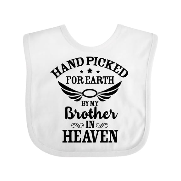Inktastic Handpicked for Earth by My Brother in Heaven Angel Wings Boys or Girls Baby Bib