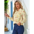 thumbnail image 2 of DARING DIVA Women's Long Sleeve Button-Down Ditsy Floral Shirt Top M Light Yellow, 2 of 6