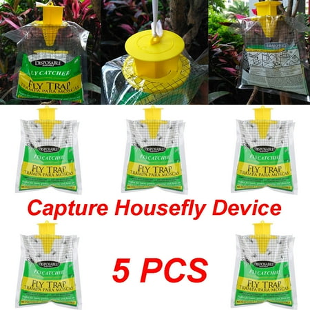 5PCS Disposable Fly Trap Catcher Fly Catcher Insect Trap Hanging Style Pest (Best Way To Repel Flies Outdoors)