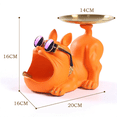 thumbnail image 2 of Bouledogue Cool en Résine avec Plateau pour Rangement de Clés, Bijoux, Décoration de Chambre, Statue, Vert, 2 of 7